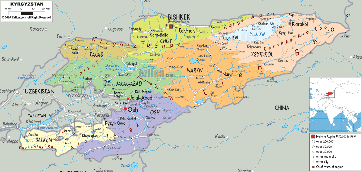 politique carte du kyrgystan